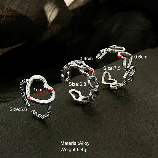 Vintage Punk Metal Multi Element Ring Set for Women Men Antique Silver Color Butterfly Snake Skull Finger Rings Gothic Jewelry