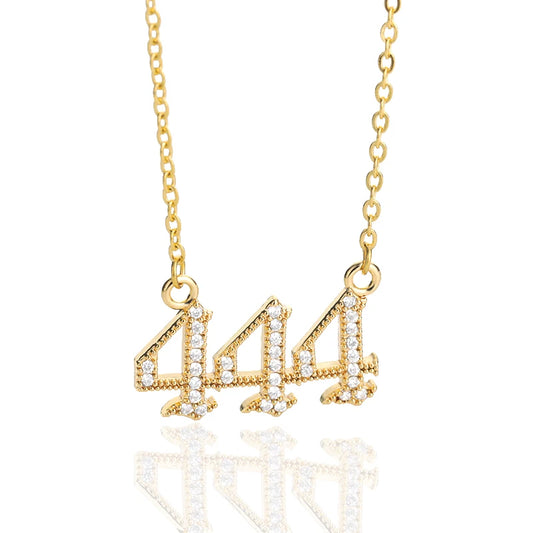 Angel Number Necklaces for Women Men 111 222 333 Stainless Steel Chain Zircon Pendant Necklaces Birthday Jewelry Gift